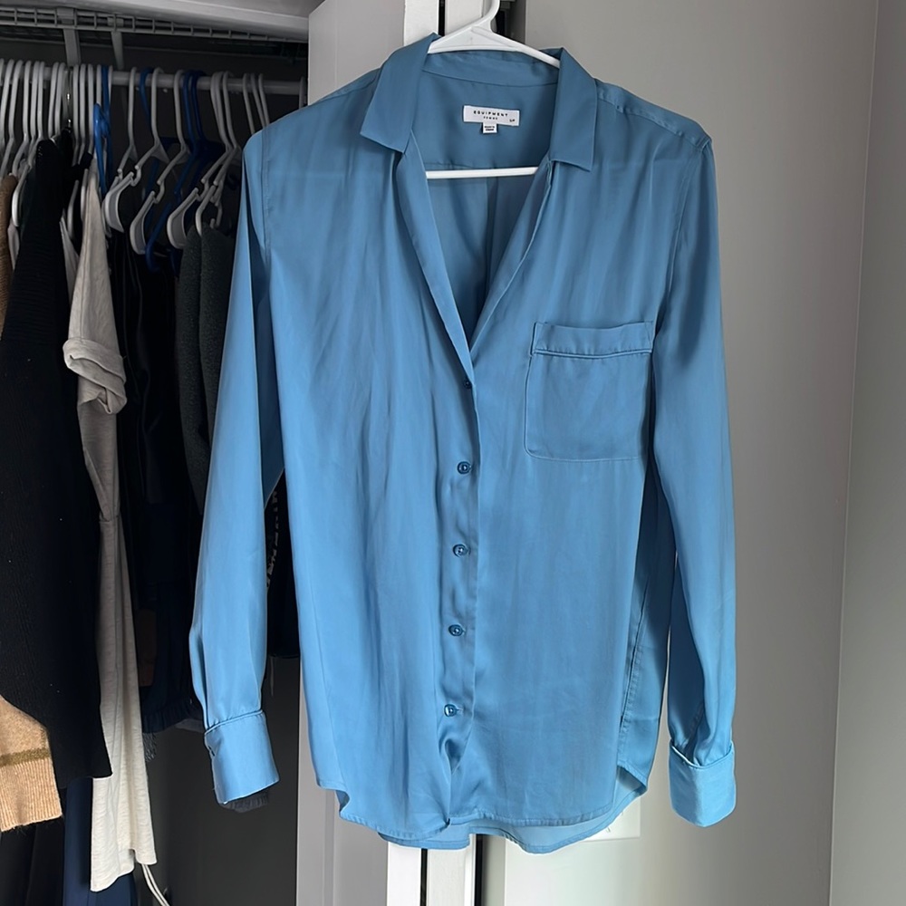 Equipment Femme Blue Silk Top, worn once